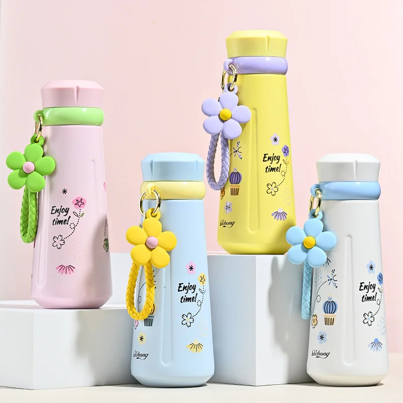 

Creative Colored Insulated Flask Water Cup Children'S Fun 316 Stainless Steel Water Bottles Portable Flower Thermos Mug Cup
