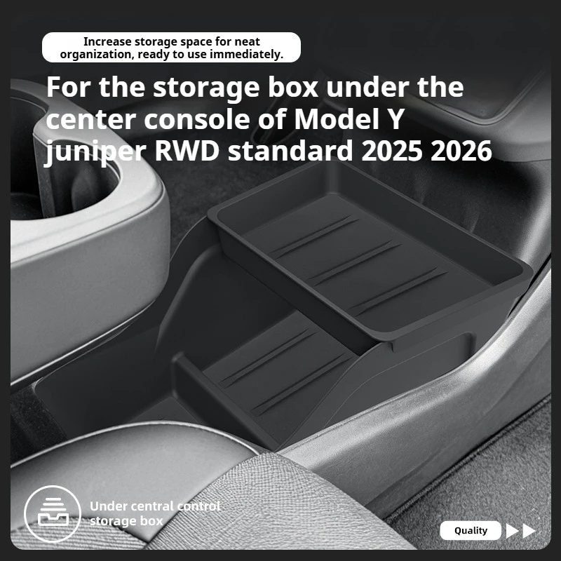 For Tesla Model Y Juniper RWD Standard 2025 2026 Center Lower Storage Box Divided Tray Stowing Tidying Car Interior Accessories