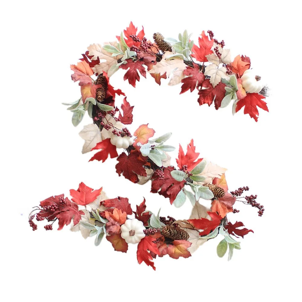 

Autumn decoration Autumn maple leaf wreath hanging rattan