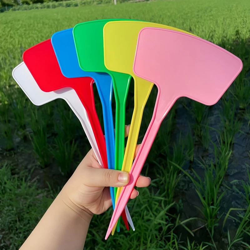 Étiquettes de plantes en plastique en forme de T, 20cm, 5/20 pièces/ensemble, étiquettes imperméables de couleur unie pour variétés de graines de fleurs, étiquettes de jardin, plaques