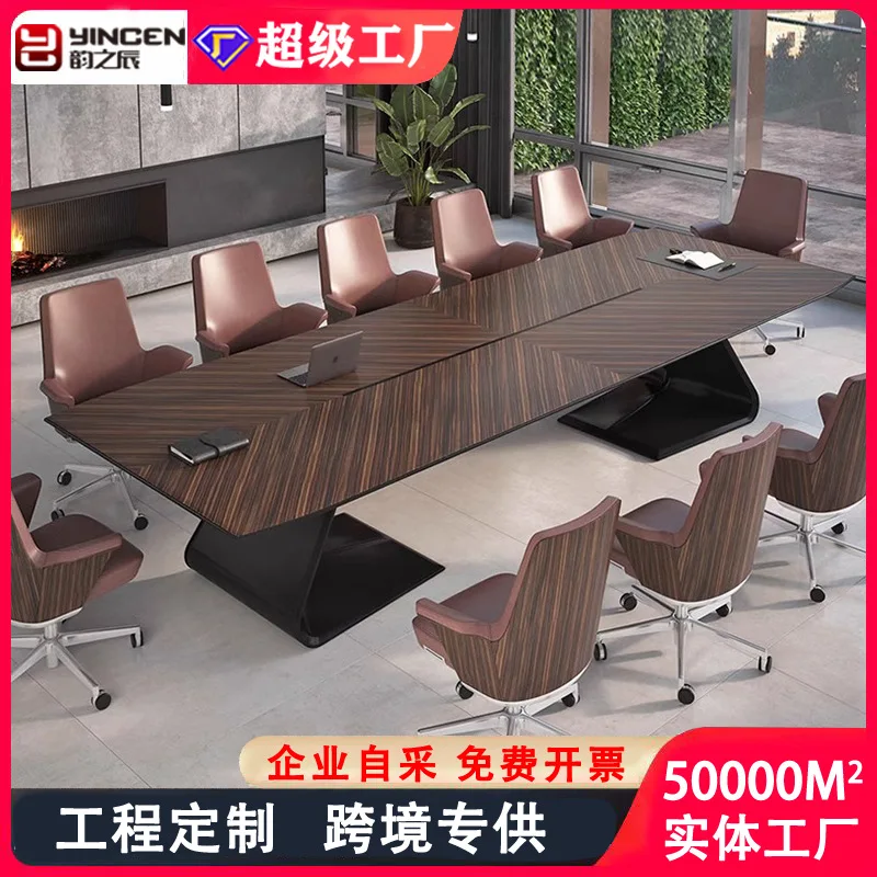 

Стол для конференций из черного дерева, длинный стол, современный простой учебный стол, большая конференц-зал, длинный офисный стол и стул, комбинация