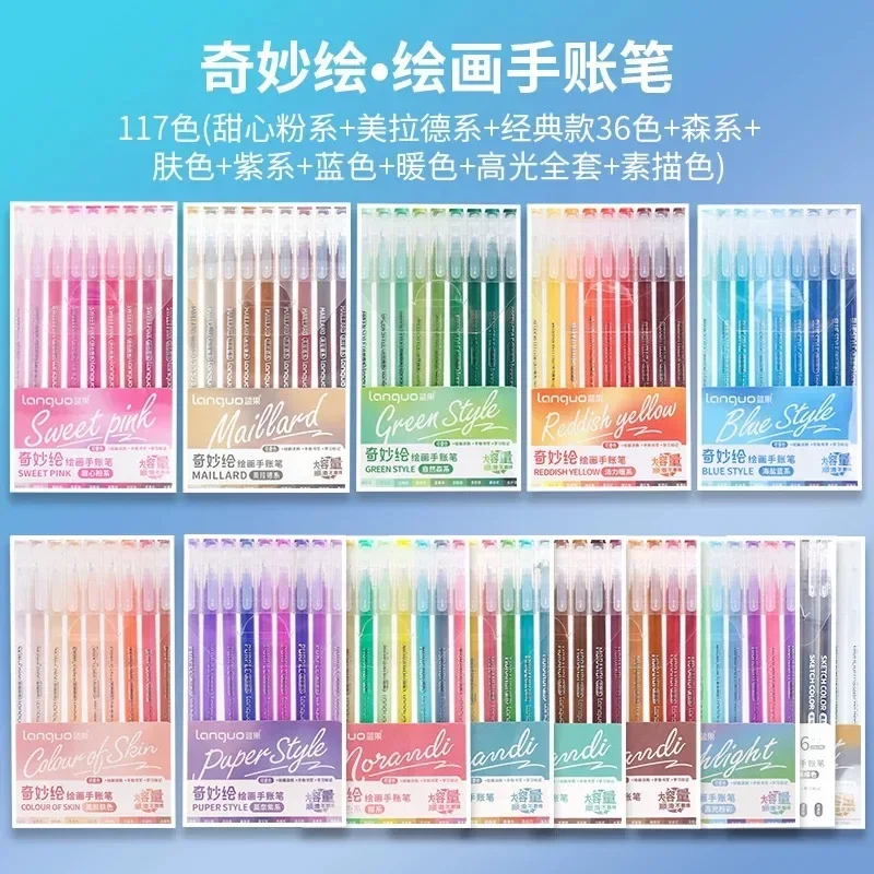 198/9 Colors Morandi Gel Pen Handbook Pen 0.5mm Students Writing Pen Painting Drawing Art Markers Stationery School Supplies