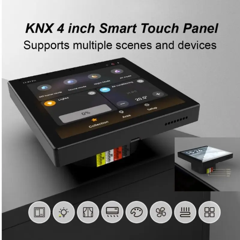 KNXsmart Home Switch 4'' Smart Central Control Display Smart Hotel Touch Temperature Control Display Wall Central POE