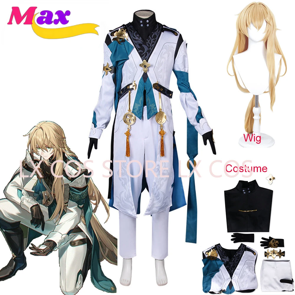 Max New Game Honkai Star Rail Luocha Cosplay Costume Wig Luo cha Chinese Men Cosplay Suit Halloween Carnival Party Suit XS-XXL