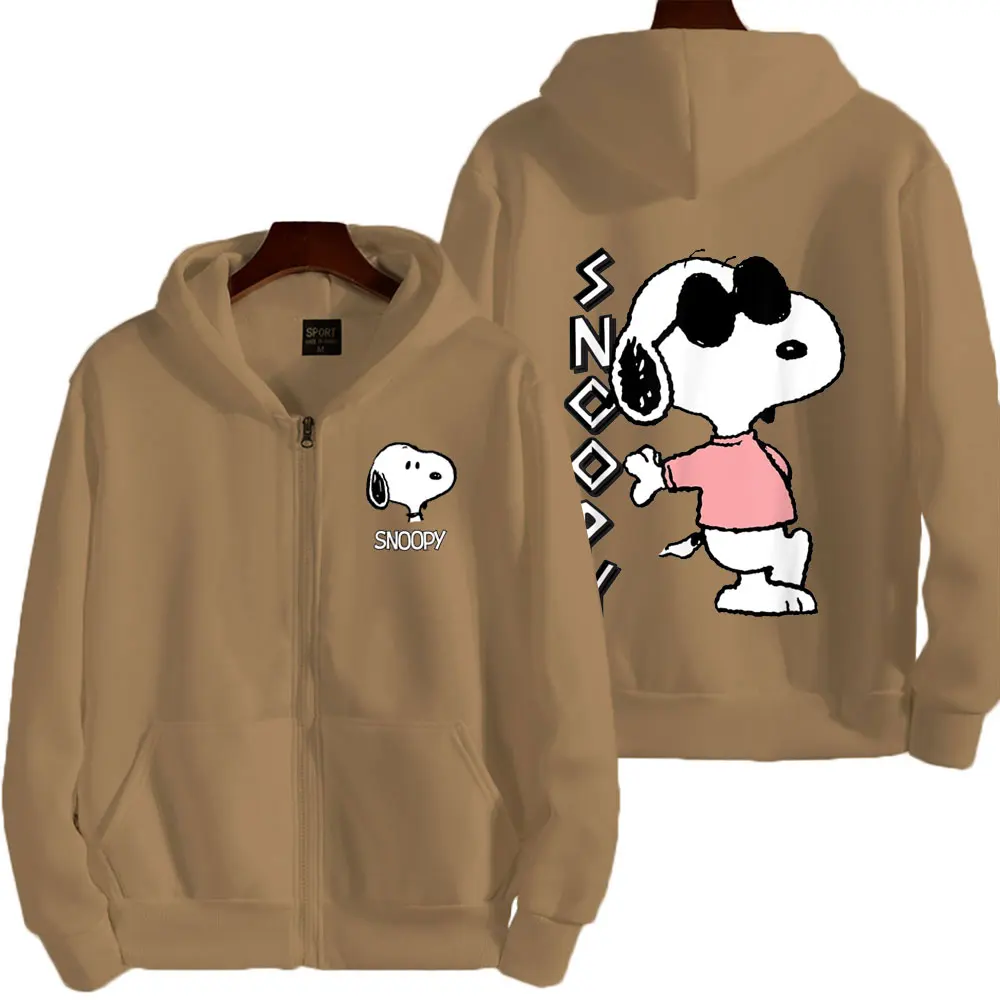 Snoopy Cartoon Anime Men Zipper Hoodie Spring Autumn Fashion Women Sweatshirt 2024 New Korean Style Couple Jacket Coat