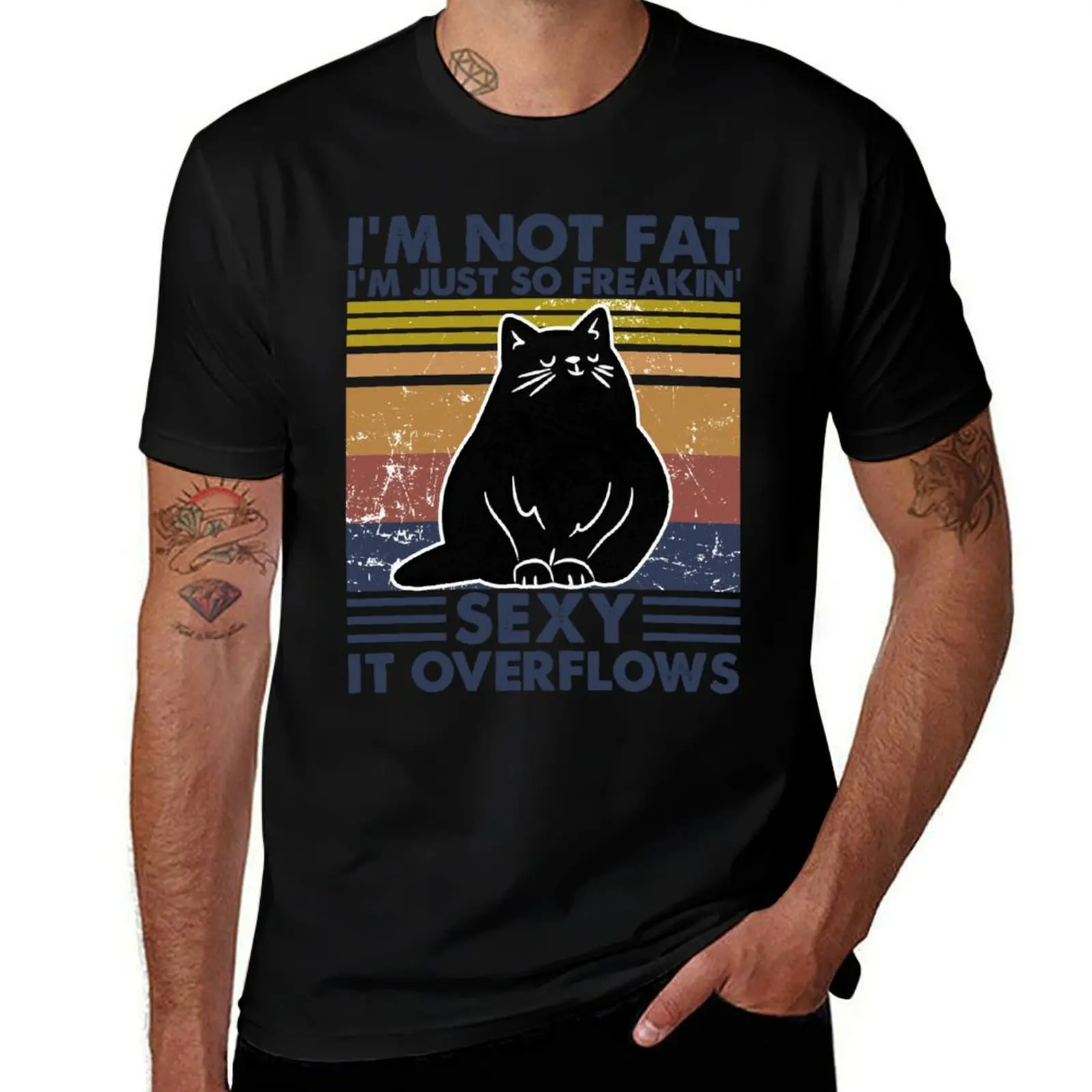 I'm not fat I'm just so freaking sexy it overflows - Funny Fat Cat Vintage T-Shirt High Elasticity Sports T-Shirt