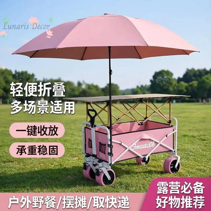 Pink camper stall trolley folding portable outdoor camping stall essential