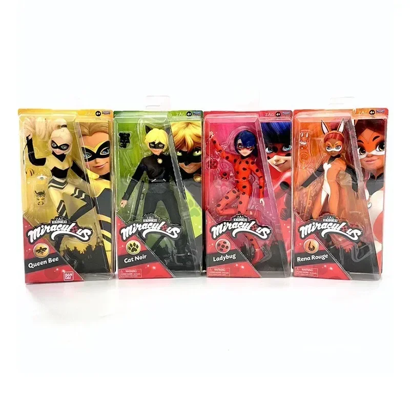 27cm Miraculous Anime Figure Ladybug Marinette Rena Rouge Cat Noir Action Figure Pvc Statue Fashion Model Collection Toy Gift