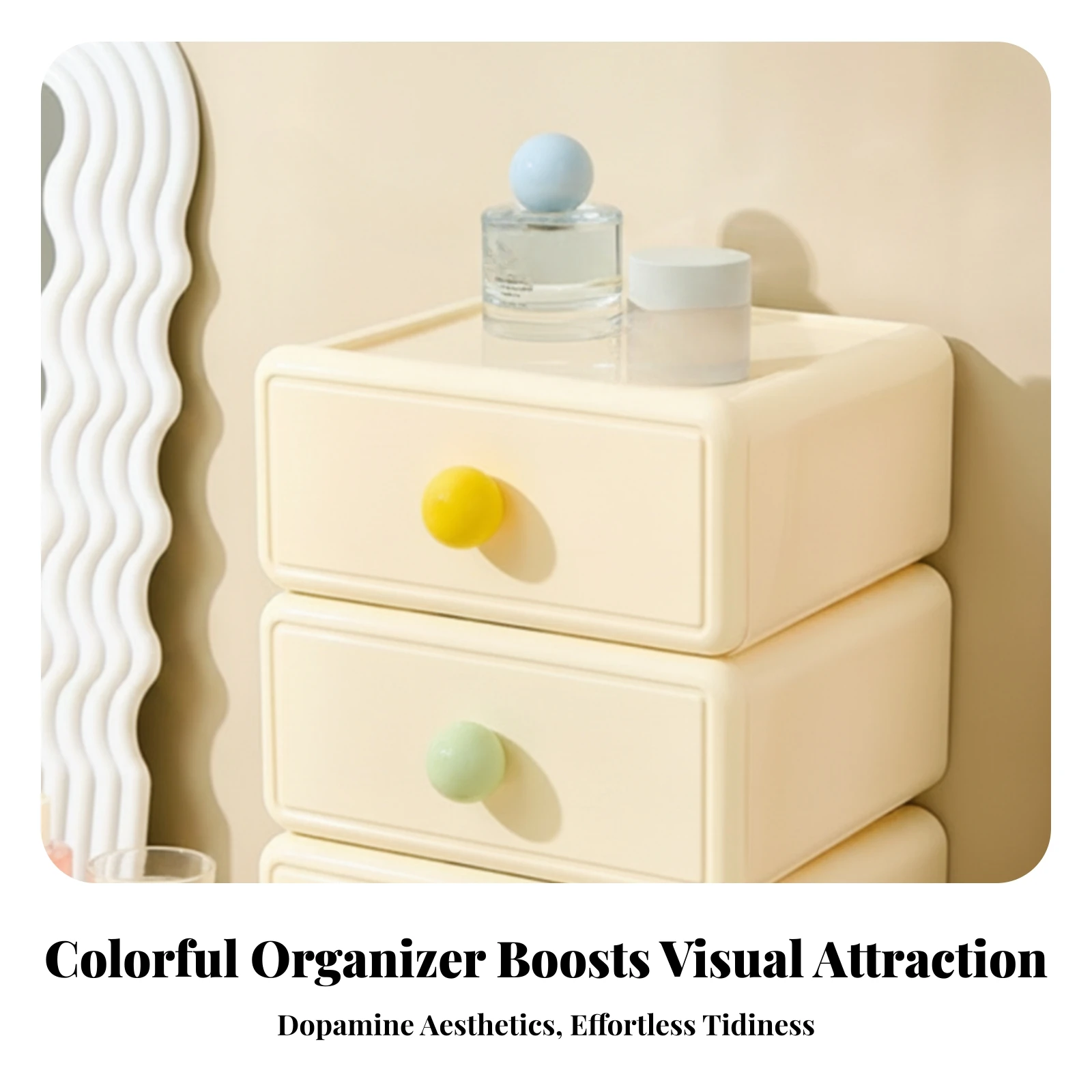 3 Pieces Desktop Storage Box with Drawer Modular Desk Organizer with Drawers Stackable Desk Drawer Compact for Professionals