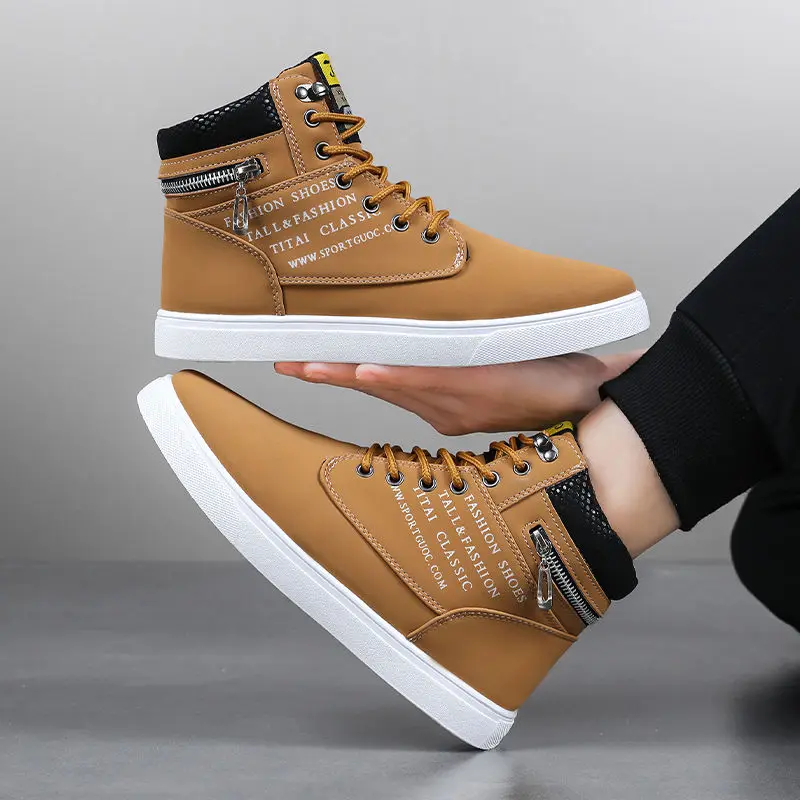 

Зимние мужские ботинки на плоской подошве со шнуровкой и высоким вырезом, нескользящие дешевые мужские туфли в стиле ретро, хит продаж, оригинальные предложения, низкая цена, обувь