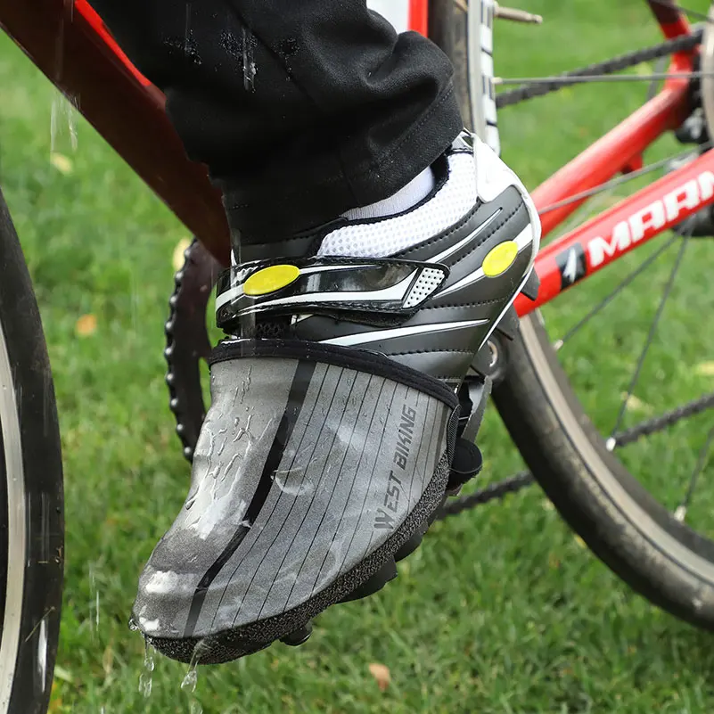 WEST BIKING-fundas reflectantes para zapatos de ciclismo, cubiertas impermeables y cálidas para zapatos de ciclismo, MTB y carretera