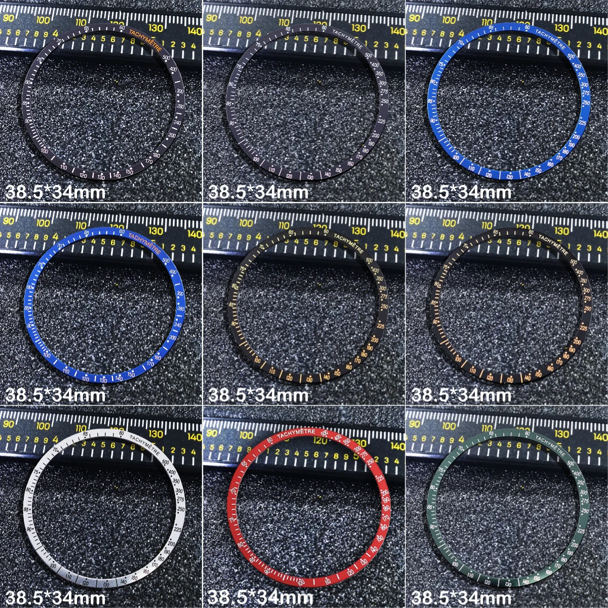 38.5*34mm Flat Aluminium Bezel Men's watch parts Fit VK63 Case moonswatch watch accessories or VK63 Movement mod moonswatch