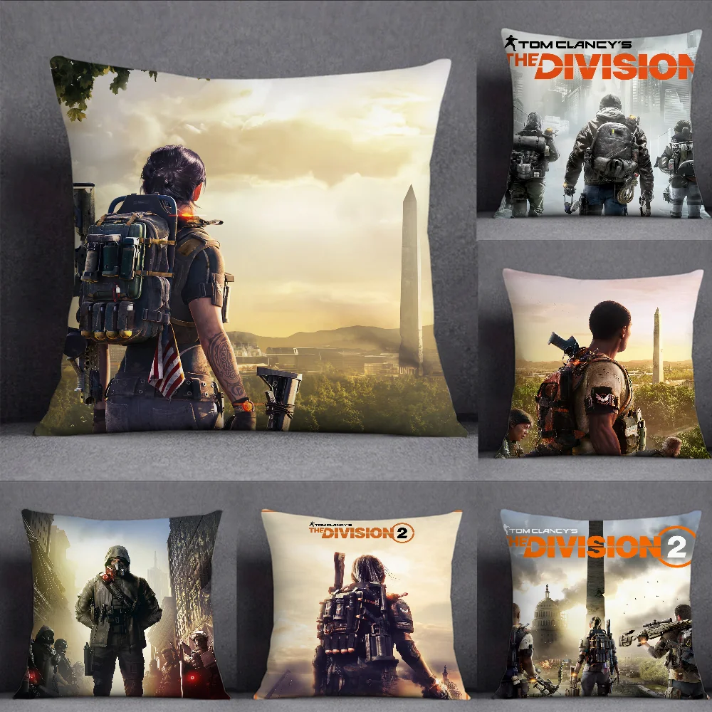 Game Tom Clancys The D-Division 2 Pillow Case Square Double-Sided Printing Short Plush Sofa Cushion Cover Bedroom Bedside Pillow