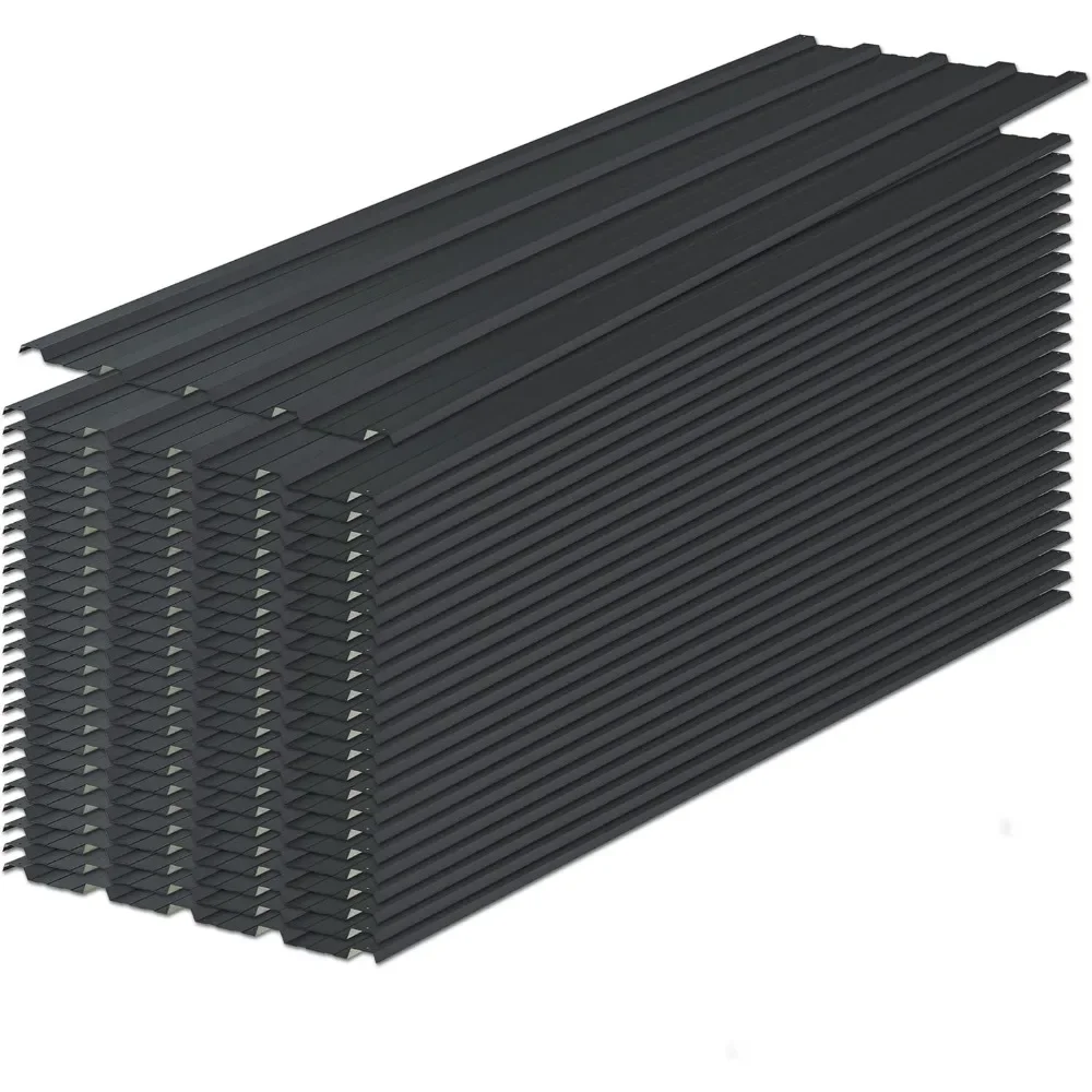 Paneles de techo de 25 piezas, 176,5 ft², acero galvanizado, L60.63 "× W16.77", paneles de techo de estaño corrugado de Metal, negro