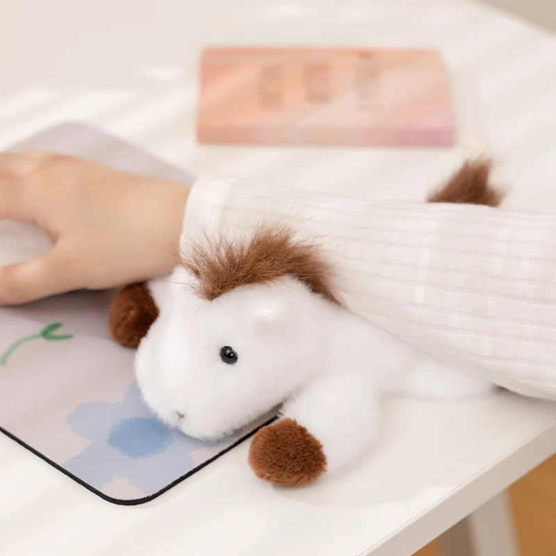 

New 2025 Lying Horse Plush Animals Brown Black Gray Red Horse White Dragon Horse Baby Birthday Xmas Gift Party Decor Gifts