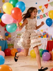 2026 New Summer Toddler Baby Girls Cotton Linen Party Dress For Kids Girls Cute Backless Cake Lace Dresses Casual Teens Clothes