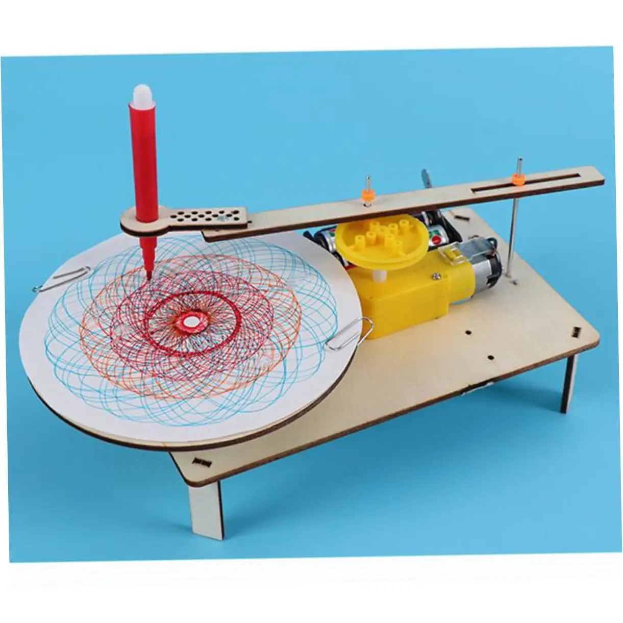 DIY Children\'s Creative Assembly Wooden Electric Drawing Kit Model Automatic Drawing Robot Science Physics Experiment Toy Gift