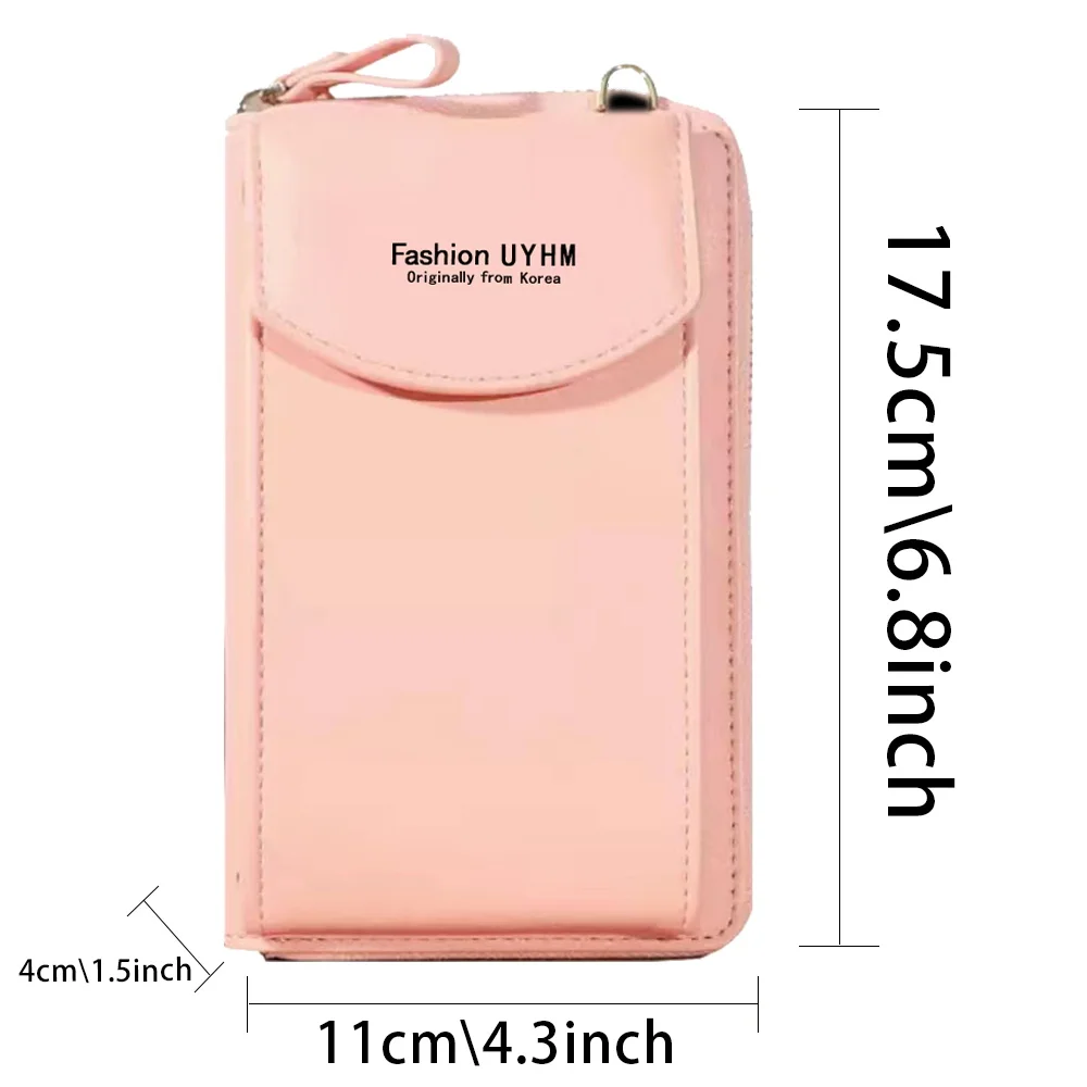 Outdoor Travel Female Shoulder Straps Handbag Phone Wallet Shoulder Bag Suitable for IPhone/Huawei Letter Print Pattern