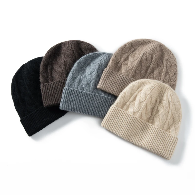 MERRILAMB High Quality Cashmere Hat For Women and Men Winter Warm Soft Beanies Cap Female Cashmere Knitted Hat Outdoor Hats