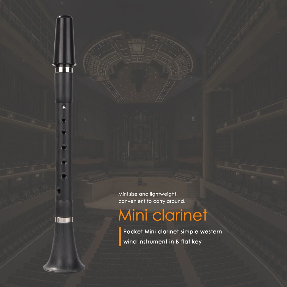 Mini Bb B Flat Clarinet Lightweight Pocket Clarionet Woodwind Instrument with Carrying Bags for Beginners Practice