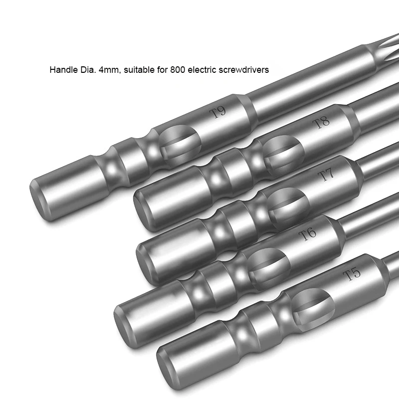 Imagem -04 - Elétrica Torx Chave de Fenda Bits Chave de Fenda Magnética Ferramentas Manuais Haste t1 t2 t3 t4 t5 t6 t7 t8 t9 T10 T15 40 mm 800 Milímetros 10 Peças
