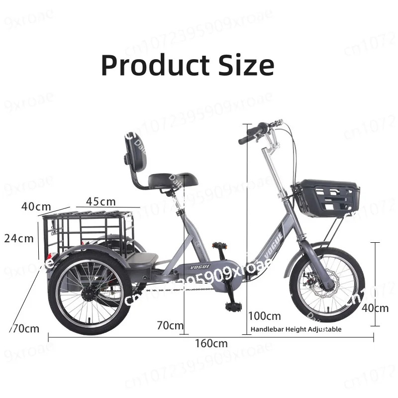 

With Baskets Removable Battery Foldable Adult Electric Tricycle Cargo 3 Wheel For Seniors 400W Family Electric Bike Range 60km