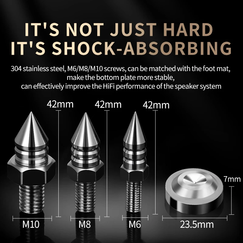 M6/m8/m10 4 peças de aço inoxidável de alta qualidade hifi pé prego amplificador cd alto-falante chassi pé almofada máquina pé suporte