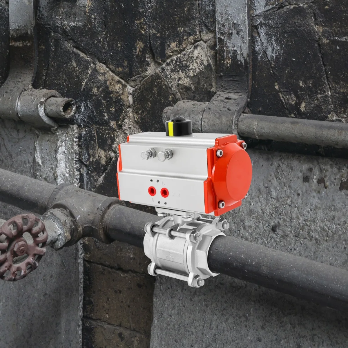 

[Three-piece Single-acting Pneumatic Ball Valve] 2" Stainless Steel Pneumatic Actuated Ball Valve Simple