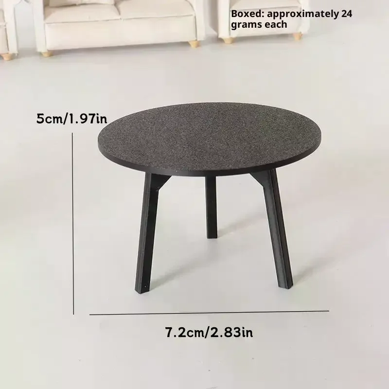 1/12 Poppenhuis Simulatie Mini Zwarte Ronde Tafel Model Meubels Accessoires Voor Poppenhuis Decor Kids Fantasiespel Speelgoed Gift