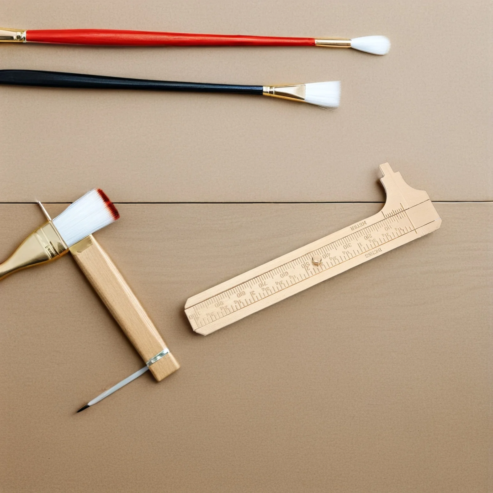 

Brass Ruler Double Scale Gauge Jewelry Small Object Pocket Tool Caliper Bead Measuring