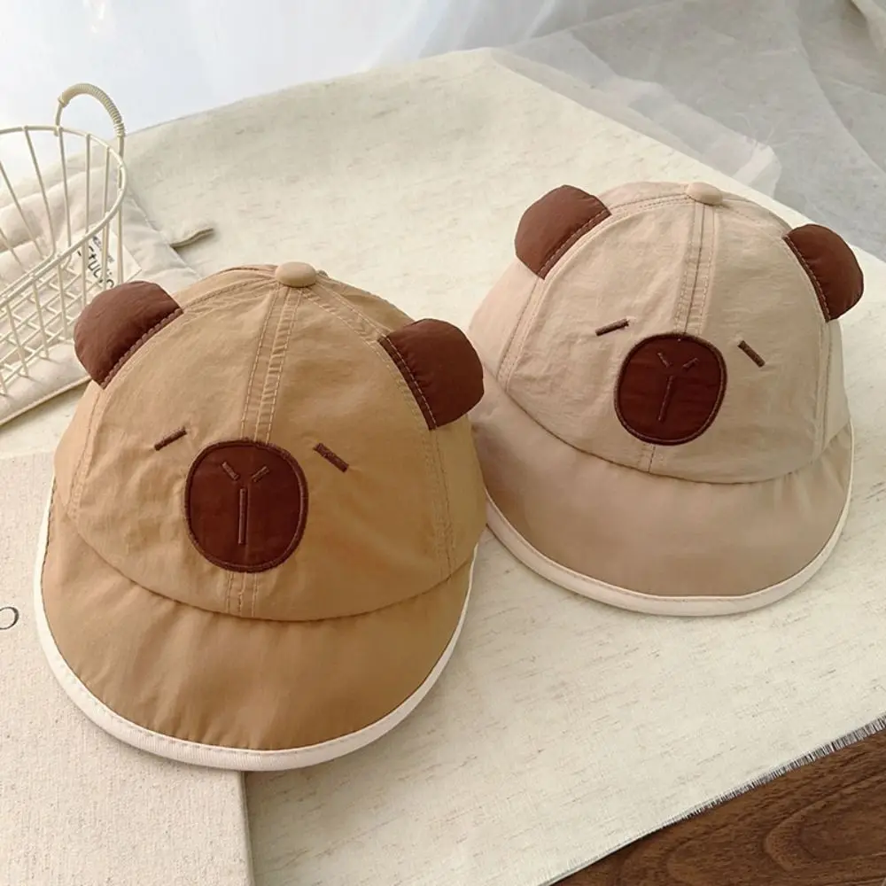 

Fashion Spring Summer Baby Bucket Hat Cute Capybara Soft Thin Newborn Bonnet Short Brim Boys Girls Sunscreen Hat