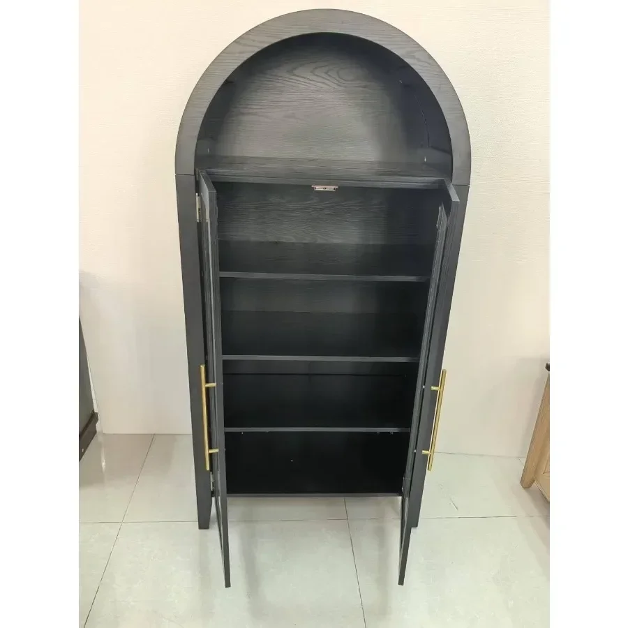 Tall Arched Kitchen Pantry - 5-Tier Blue Storage Cabinet with Adjustable Shelf and 2 Glass Doors, Versatile Organizer Cupboard - view 5