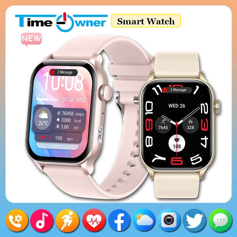 

Time Owner 2025 Smart Watch Women Menstrual Health Heart rate Sleep Fitness Exercise Tracker Make/Receive Phone Calls Smartwatch