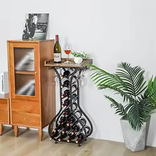 

Living room desktop wooden wine bar bracket storage independent floor wine rack