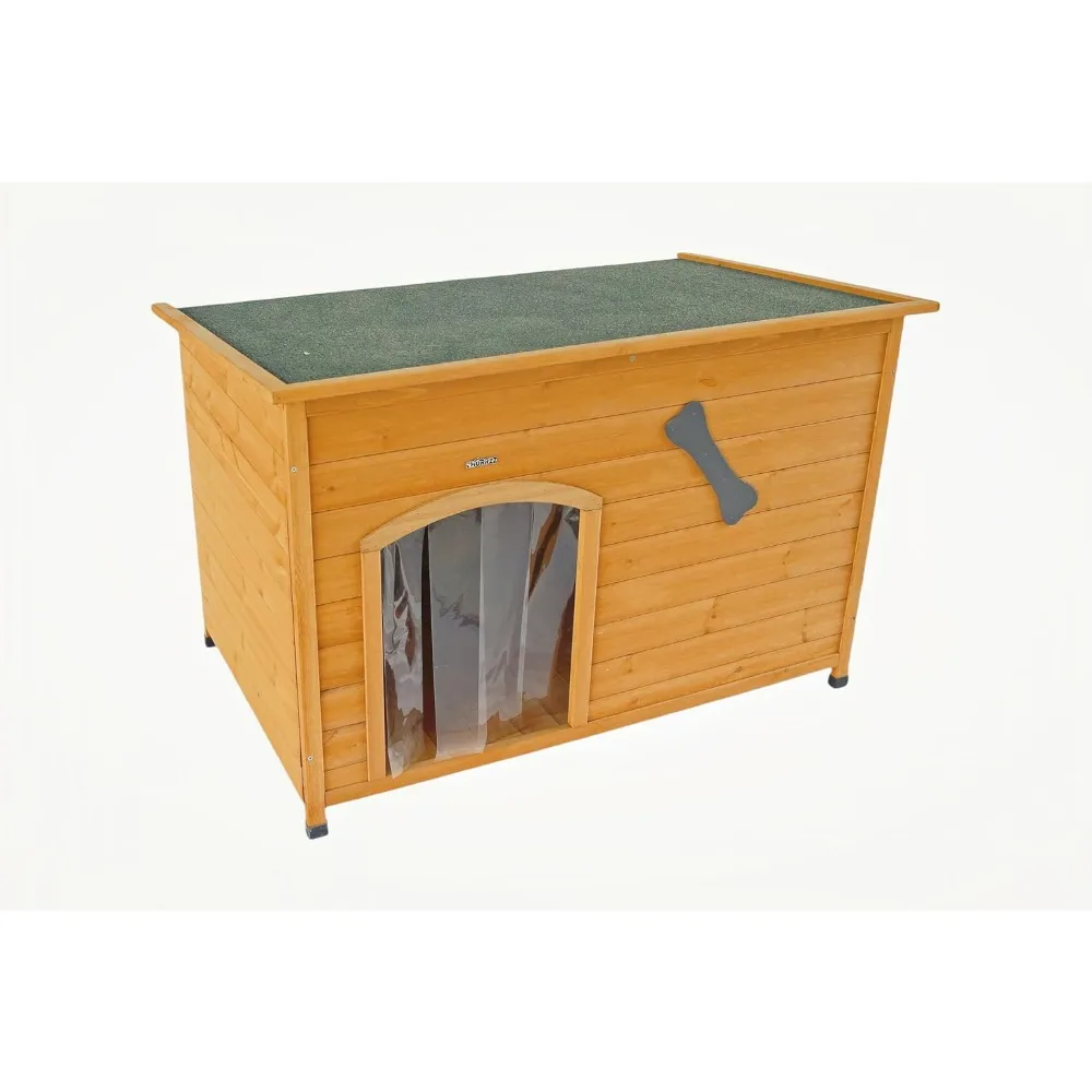 

Wooden Doghouse for Small, Medium, Large Dogs, Waterproof, Outdoor/Indoor Kennel,Puppy Shelter with Elevated Floor (Natural, M)