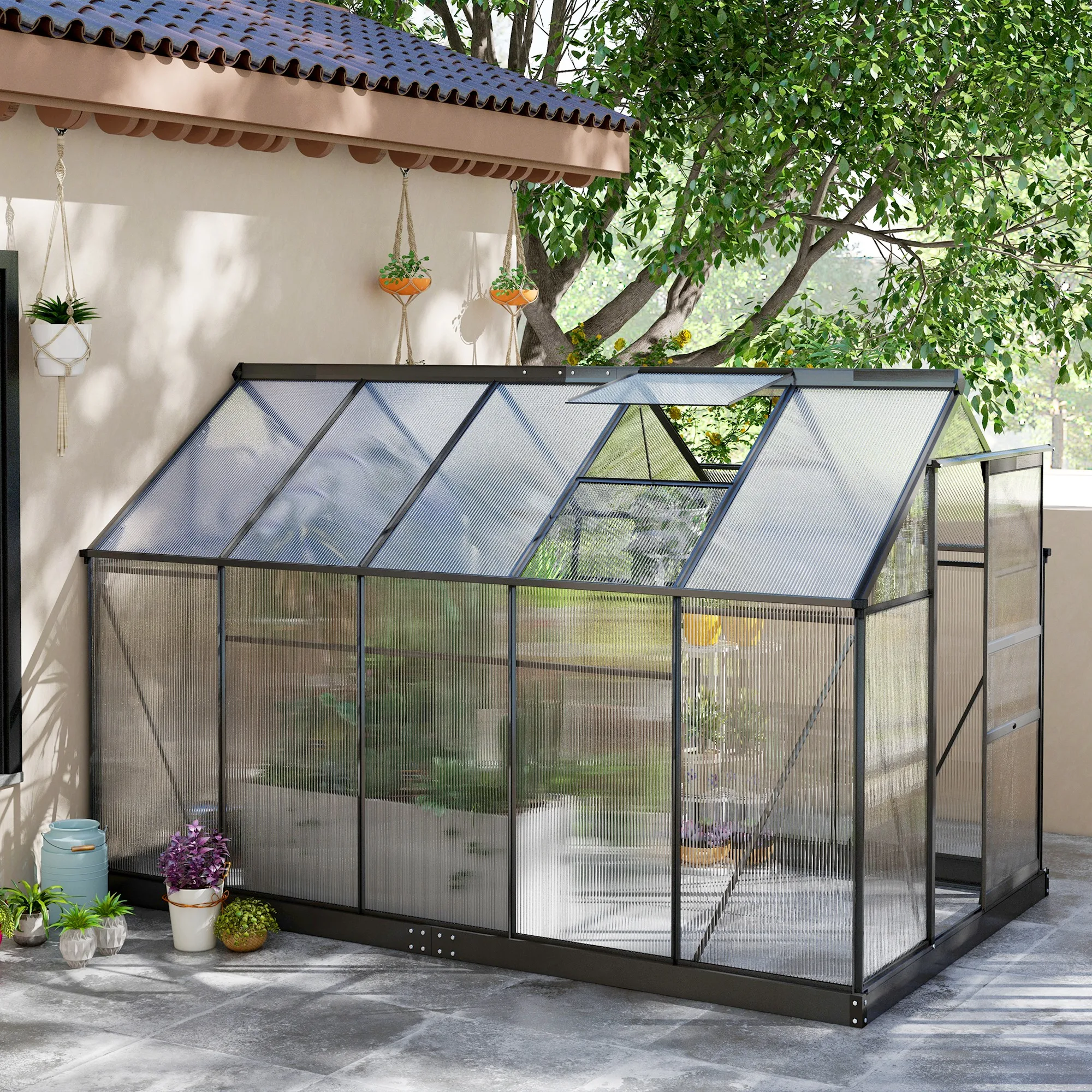 10' X 6' X 7' Aluminum Polycarbonate Walk-In Garden Greenhouse