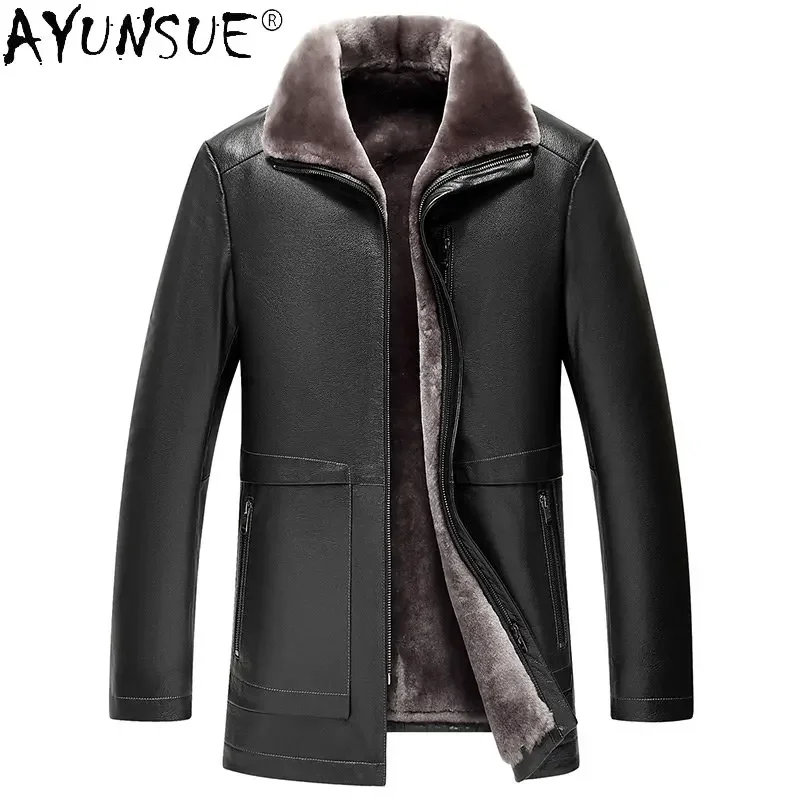 

Thick Winter Jackets 2022 New Genuine Leather Jacket Men Pure Cowhide Real Leather Coats Man Real Sheepskin Fur Coat 5XL Jaqueta