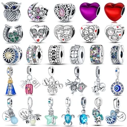 Charms Fit Pandora 925 oryginalne bransoletki świetlisty świetlik kameleon prawdziwy 925 srebrny kochanek koralik do bransoletki z wisiorkami szlachetna biżuteria