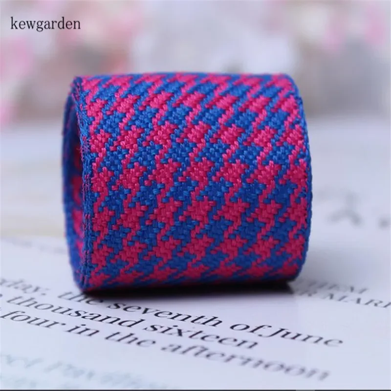 Kewgarden 10mm 25mm 38mm Houndstooth bawełniana wstążka lniana DIY akcesoria do kokardek wstążka satynowa ręcznie robiona taśma do pakowania taśmy