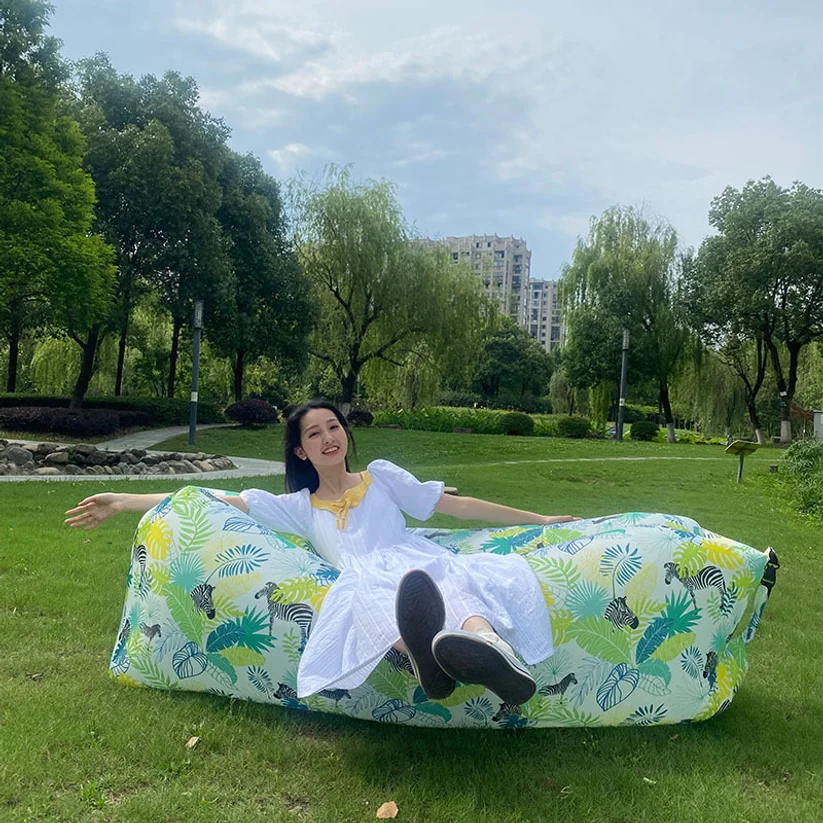 Outdoor Portable Lazy Person With Pillow, Inflatable Sofa, Water Beach, Grassland, Park, Air Bed, Foldable Sleeping Bag view 2