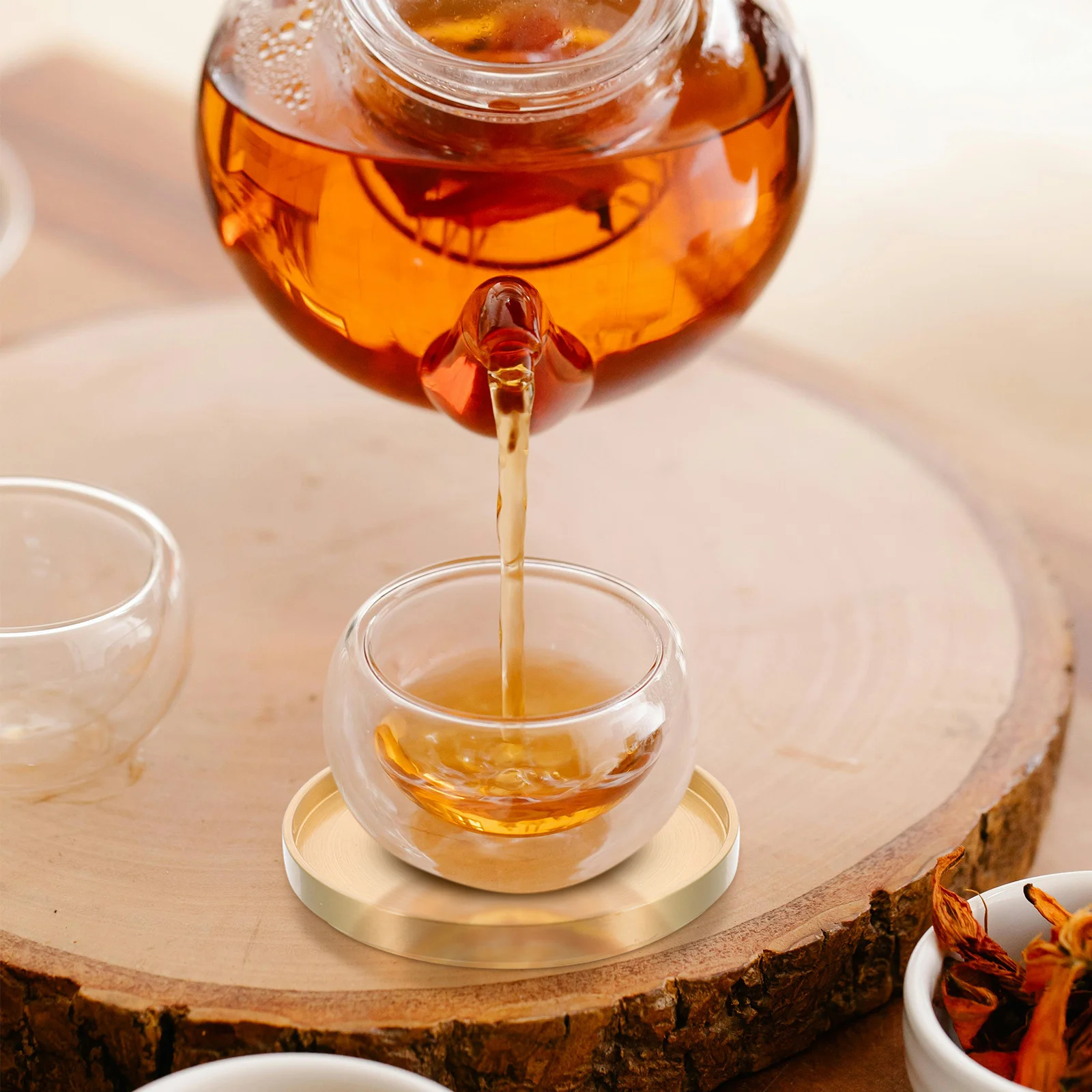 

Brass Cup Coasters Non-Slip Drink Mats For Hot Cold Beverages Tea Set Accessories Round Table Protector Kung Fu Coffee