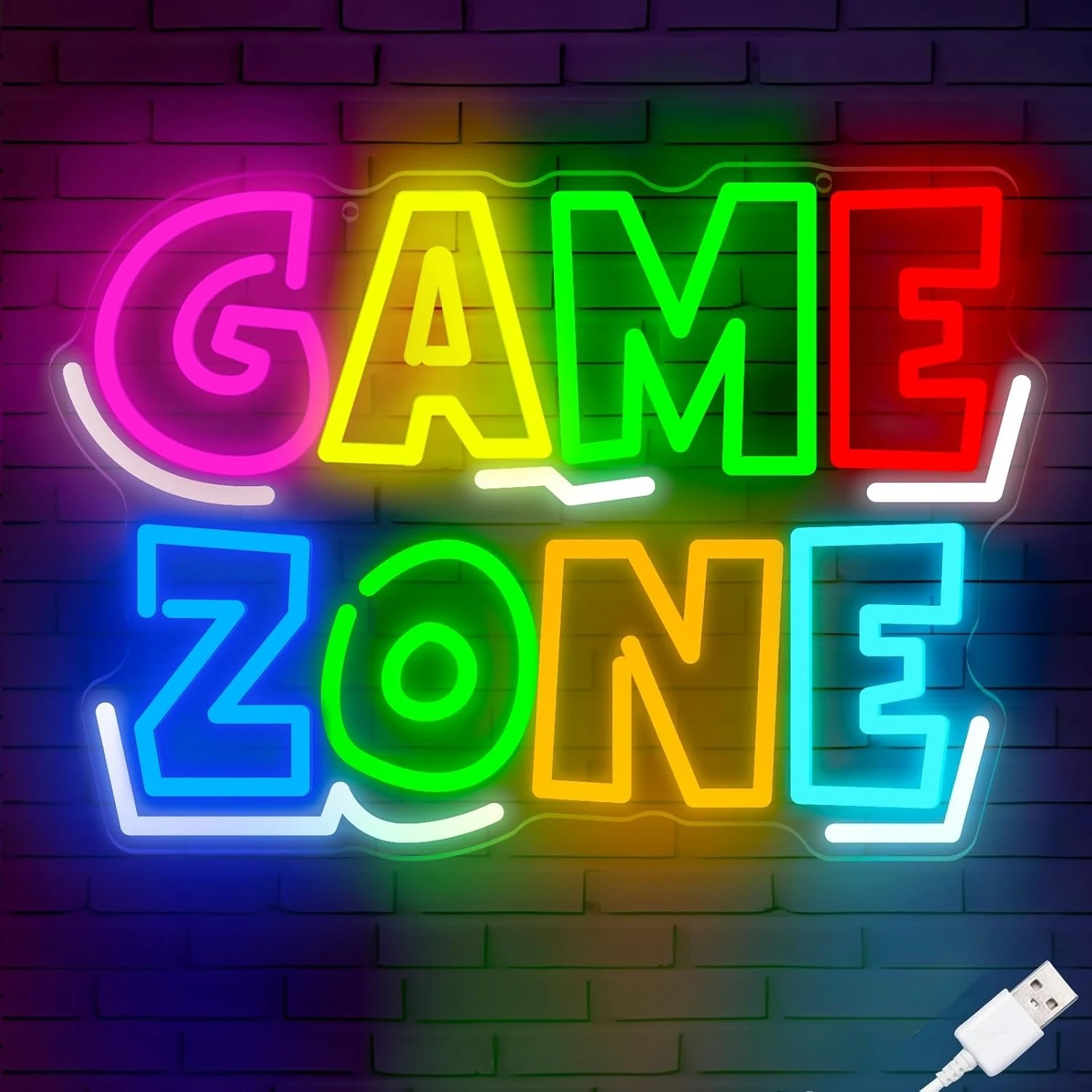 

Gamer Neon Sign or Wall Decor USB Dimmable LED GAME ZONE Neon Light Game Room Accessories Chirstmass Gift for Gamers