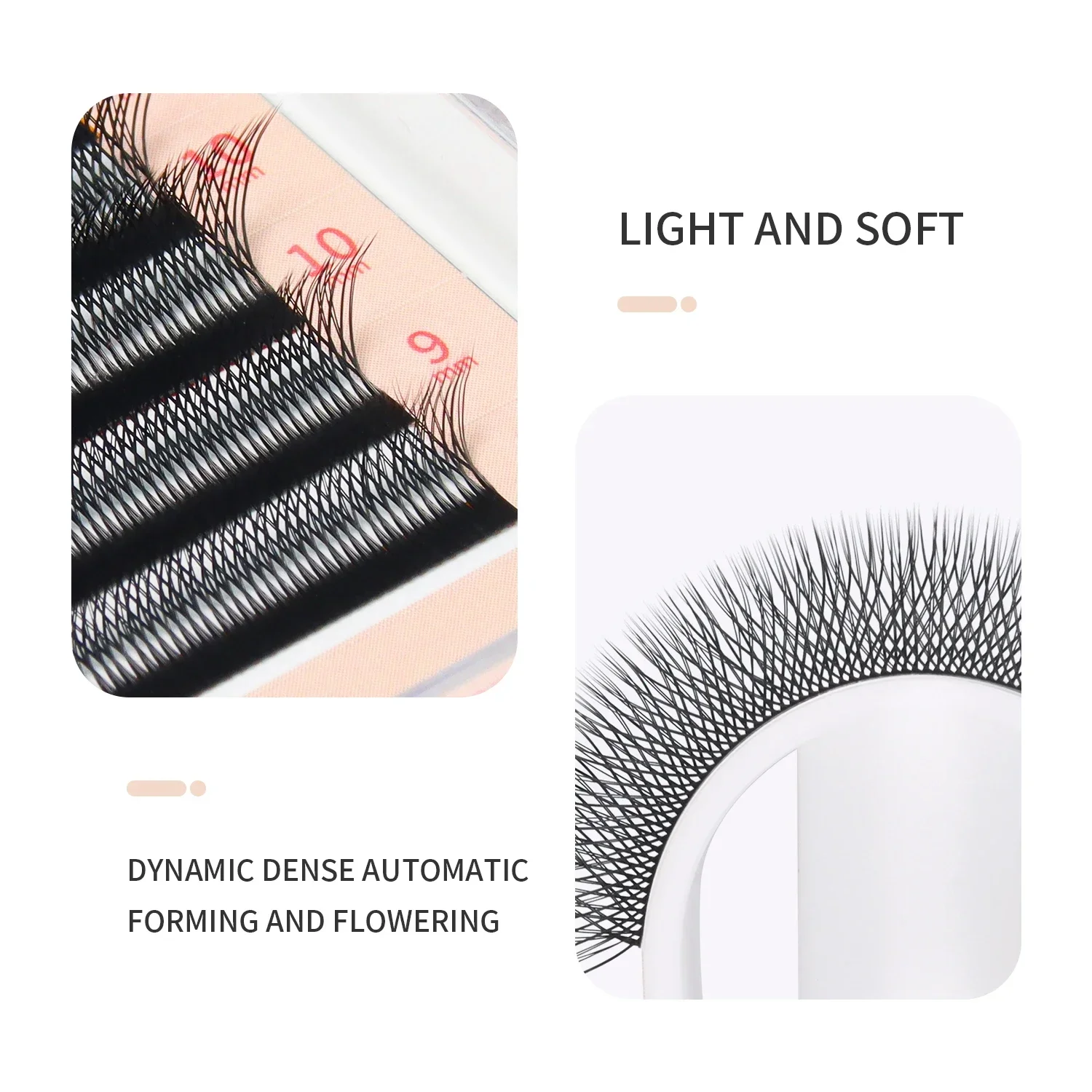 Glamlash ขนตาปลอมสองส่วน3D 6D ที่ต่อขนตาทรงพัดสร้างที่ต่อขนตาปลอมจากธรรมชาติ