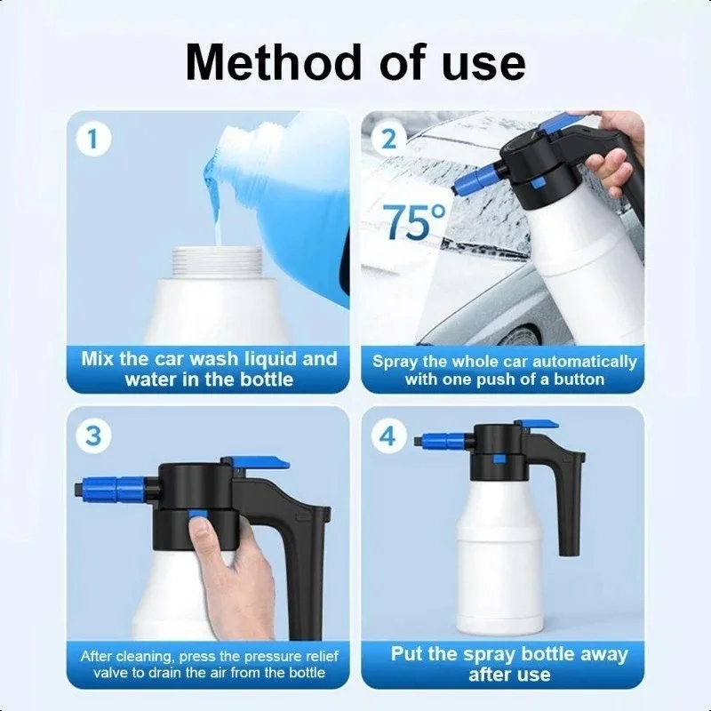 1.5L Electric Foam Spray Car Washing Foam Generator Foam Gun Durable Car Washing Foam High Pressure Car Wash Spray Bottle