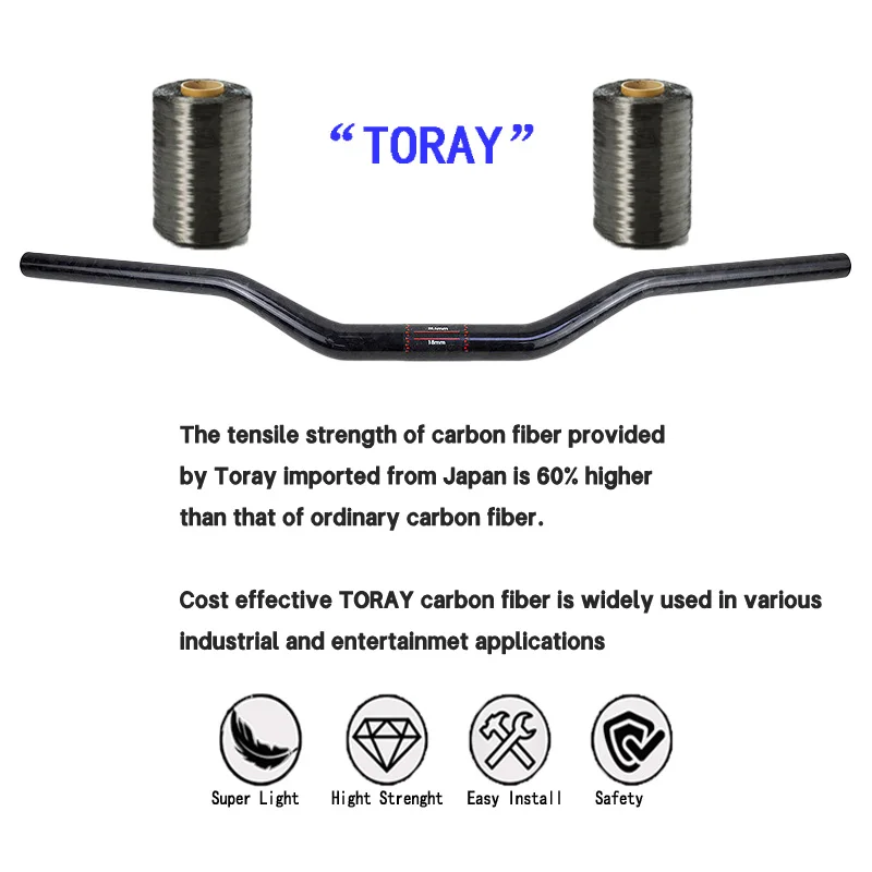 28,6 mm Carbon-Lenker für Motorräder und Elektrofahrräder, Marmor-Optik, Carbonfaser, 660/680/700 mm, Carbon-Zubehör – Detail 2