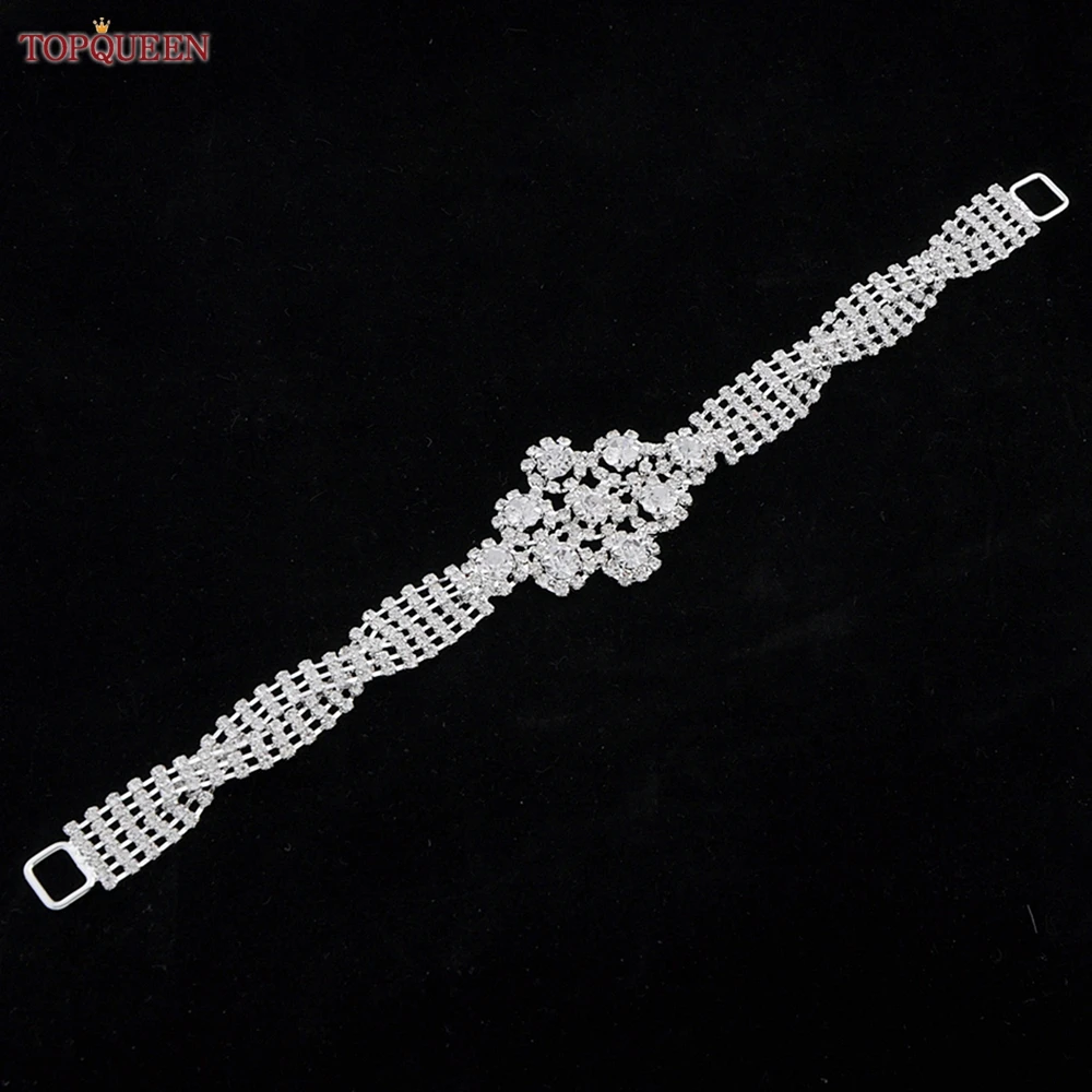 TOPQUEEN Silver Diamond Belt Luxury Chain Bride Wedding Dress Sash With Ribbon Rhinestone Party Evening Women Waistband S98