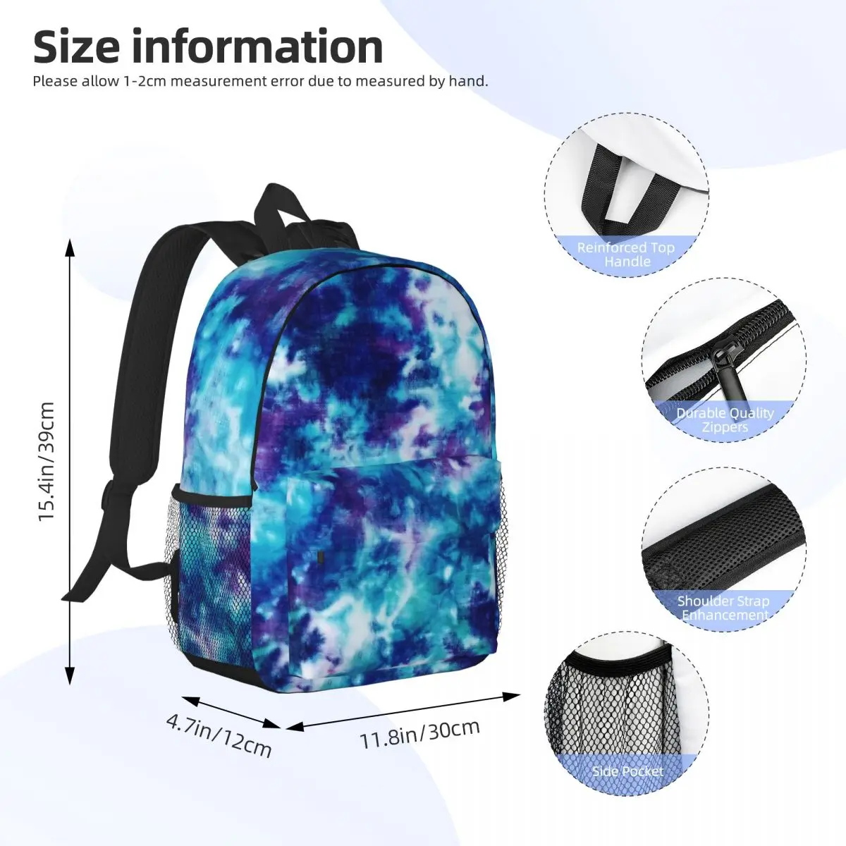 Mochila impermeable con estampado Tie Dye para niños y niñas, bolsa de libros escolares con estampado de Aqua, azul oscuro y morado, nueva moda