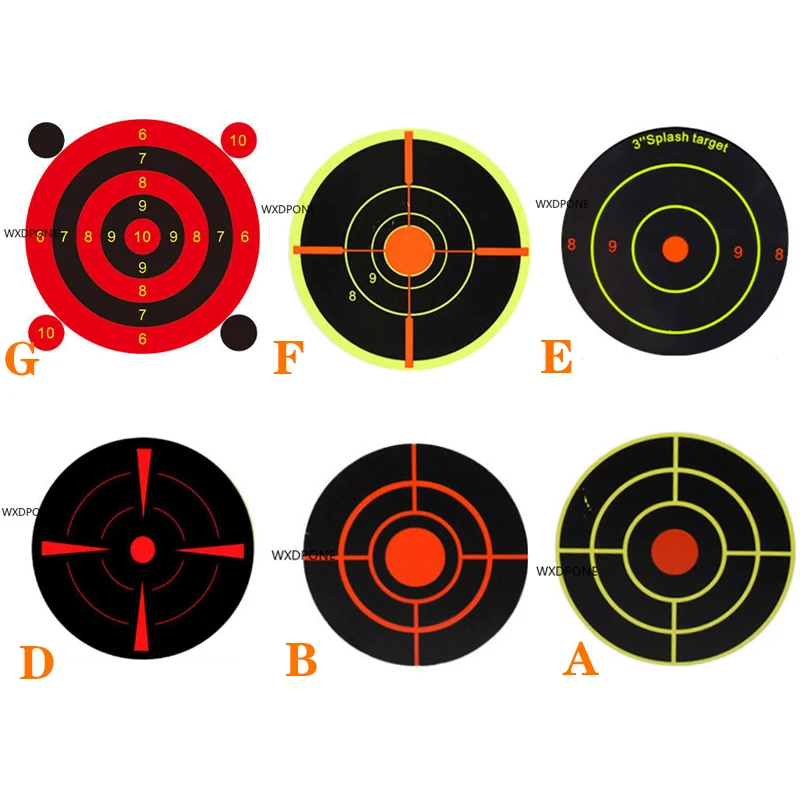 Stiker Target 14 tipe, stiker Target 7.50cm merekat sendiri, 100/200 buah, gulungan menembak reaktif percikan benturan