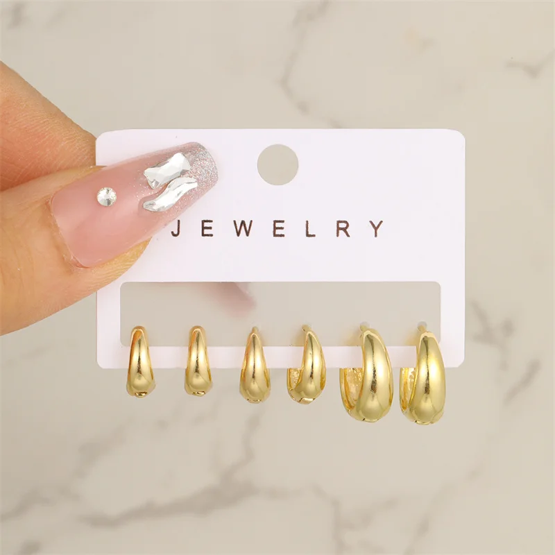 

3/6Pcs/set Stainless Steel Minimalist Huggie Hoop Earrings for Women Simple Metal Circle Small Earrings Punk Unisex Rock Jewelry