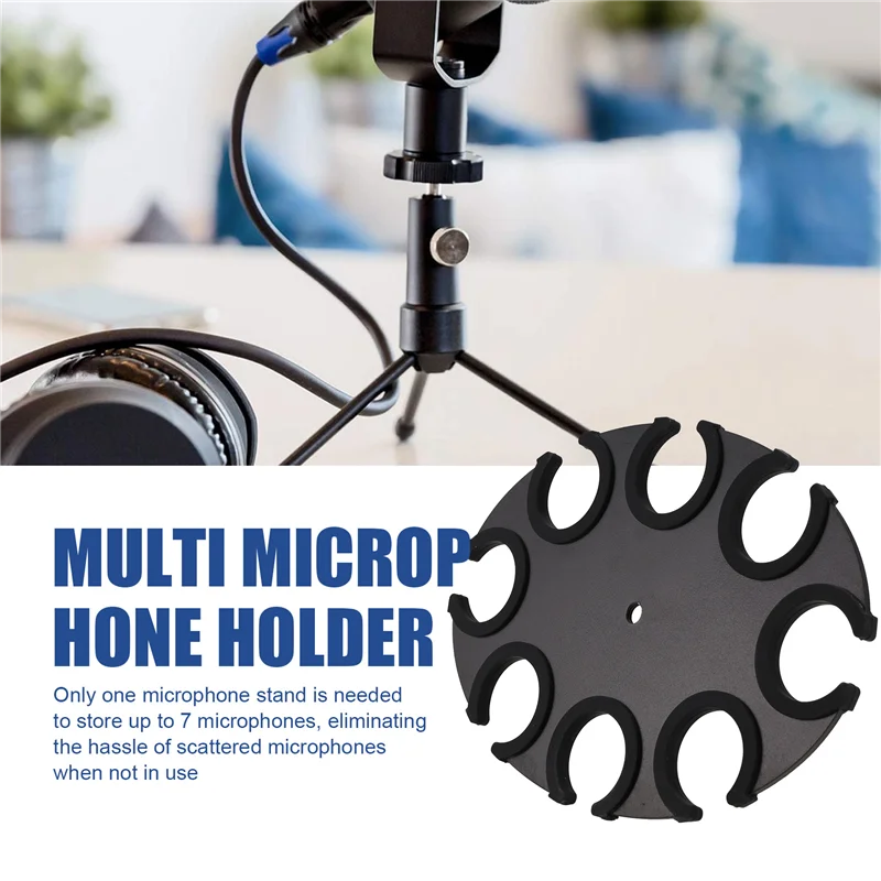 B24B Microphone Holder, Multi Mic Holder For Wired And Wireless Mics, Multiple Microphone Organizer And Display For Mic Stand